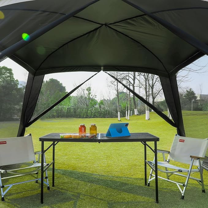 GREGIN Screen House Room 11x11 Ft Mesh Net Tent Canopy Shelter Gazebo, Easy Setup & Waterproof & Sunshade, Suitable for Camping Trip, Backyard, Beach, Picnic