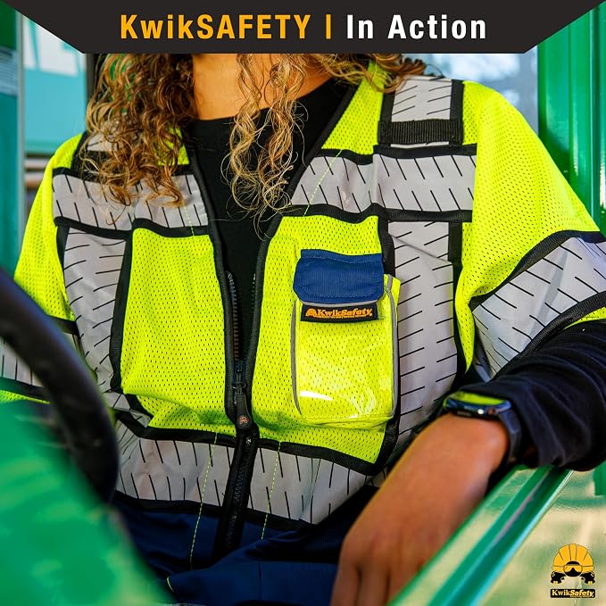KwikSafety - Charlotte, NC - SHERIFF Class 3 Safety Vest for Women [REFLECTIVE FISHBONE TAPE] ANSI Tested OSHA Compliant Hi Vis PPE Work Gear/Blue XL