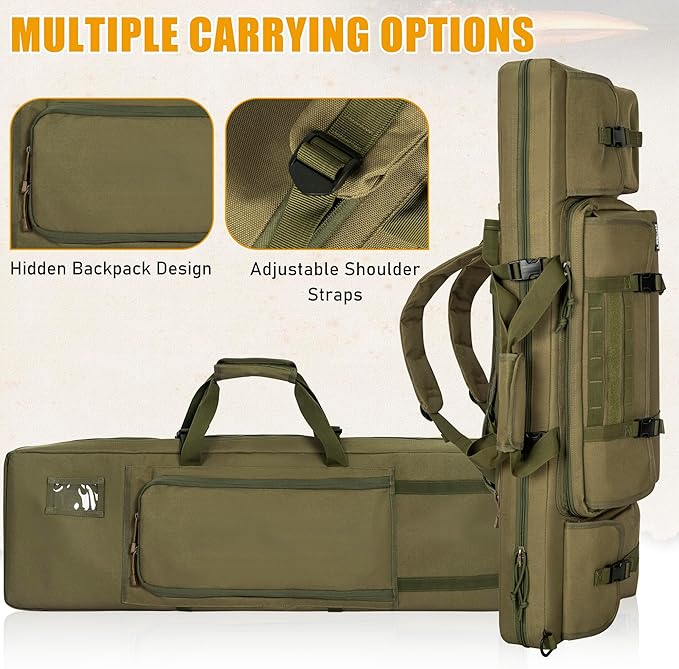 28" 32" 36" 42" 46" 48" 51" 55" Soft Double Rifle Bag, Portable Long Rifle Bag for Outdoor Hunting Shooting, Gun Case Storage & Transportation, with Multiple Colors