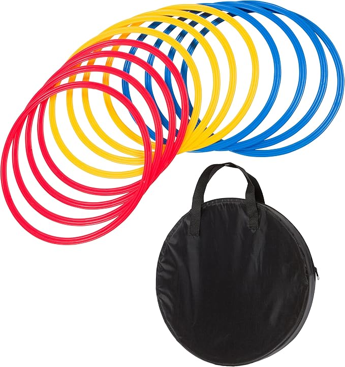 Speed & Agility Training Rings - Set of 12 - with Carrycase - by Trademark Innovations