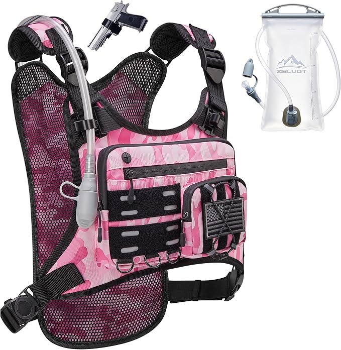 Zelvot Running Vest with 2L Water Bladder, Hydration Backpack, U.S. Design Patent, Lightweight Hydration Pack with Gear Holder, Reflective Chest Pack for Men Women for Marathon