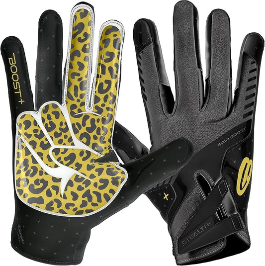 Grip Boost Football Gloves - Peace Stealth 6.0 Boost Plus Sticky Technology - Adult and Youth Football Gloves for Wide Receiver - Men's and Boys Sizes