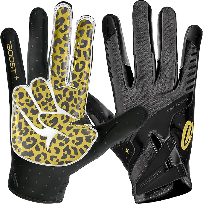 Grip Boost Football Gloves - Peace Stealth 6.0 Boost Plus Sticky Technology - Adult and Youth Football Gloves for Wide Receiver - Men's and Boys Sizes