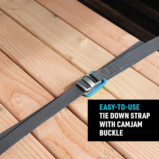 Nite Ize CamJam Tie Down Strap - Tie Down Ratchet Straps - Straps for Trucks & Cars - Tie Downs for Luggage & Gear - 6 ft Strap, Blue (Pack of 2)