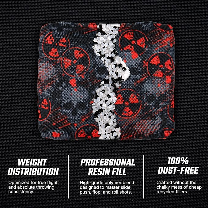 Professional Cornhole Bags Set of 8 - Dual Sided Stick & Slide (Suede/Woven) - Premium Resin Filled Regulation Weight & Size (6x6, 16oz) - Double Stitched Reinforced Seams with Carry Tote