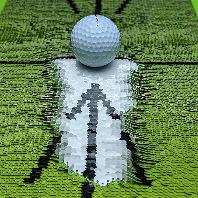 Birdie Golf: Birdie Mat Pro - Swing Training Aid, Sequin Tech Surface, Analyze Swing Path & Ball Impact, Portable in- Outdoor, 19.25" Sports Accessory