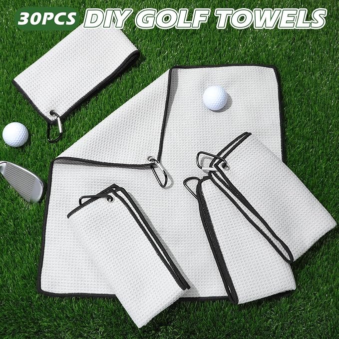 Batiyeer Golf Towels Bulk for Bags, 16"x16" Microfiber Waffle Pattern Golf Towel with Clip for Tournament, Club, Fitness