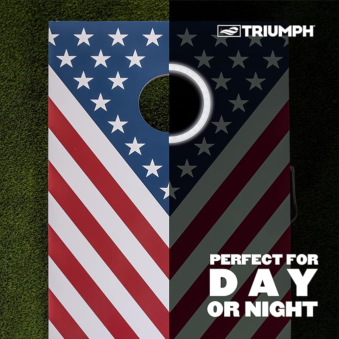 Triumph Sports 2x3 Premium Cornhole Sets - LED Options Available - 8 Bean Bag Toss Bags and Cornhole Boards Included