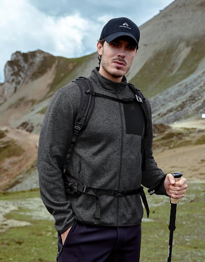 Pioneer Camp Men's Fleece Jackets Full Zip Lightweight Winter Warm with Zipper Pockets Athletic Camping Outwear Coat