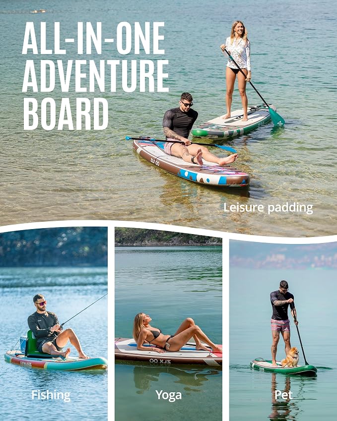 ZLX Inflatable Stand Up Paddle Board, 10'6" SUP Non-Slip Stable Deck Pad, Unique Center Fin, Premium Accessories, Paddleboard for Adults, Beginners, All Skill Levels