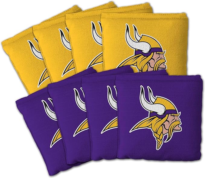 YouTheFan Officially-licensed NFL Set of 8 Cornhole Bags - All Weather Dual Sided Slide & Stop - regulation size
