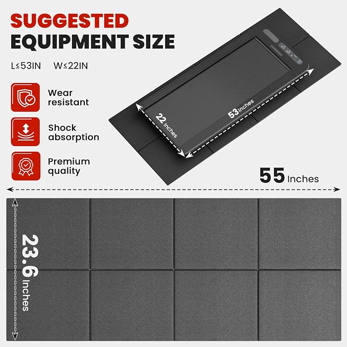 Walking Pad Mat Treadmill Mat for Carpet Floors,55x24 Hardwood Floor Protection, Mats for Under Walking pad/Treadmill/Bike/Exercise Equipment on Carpets, Noise Shock Absorption, Stationary