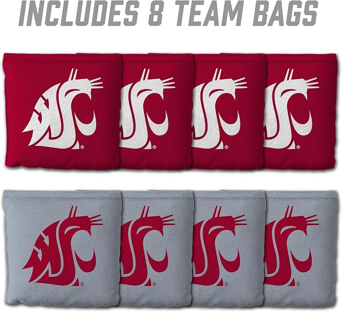 YouTheFan Officially-Licensed NCAA Set of 8 Cornhole Bags - All Weather Dual Sided Slide & Stop - Regulation Size with Carry case