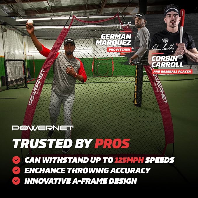 PowerNet Baseball Training Equipment Baseball Net, Portable Softball Batting Practice Pitching Screen, 7-FT I-Screen or A-Frame Pitching Net