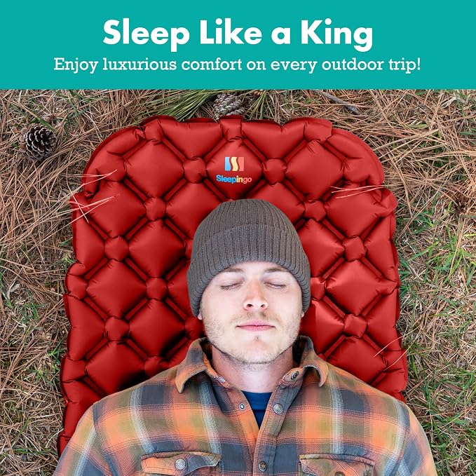 Sleepingo Ultralight Sleeping Mat - Inflatable & Compact Camping Air Mattress for Backpacking, Hiking- New
