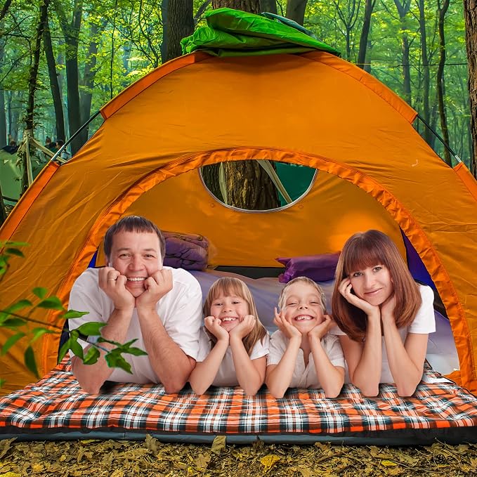 Cotton Flannel Double Sleeping Bag for Camping, Backpacking Or Hiking. Queen Size 2 Person Waterproof Sleeping Bag for Adults Or Teens. Lightweight with Compression Sack