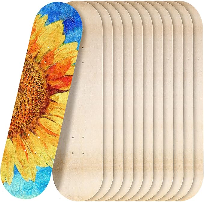 Honoson 12 Pcs Blank Skateboard Decks Bulk 32 x 8 Inch 7 Ply Maple Wooden Plain Skate Decks Natural Wood Double Tail Skateboard for Art Painting Wall Home Decoration