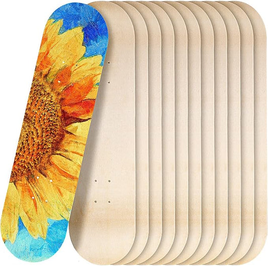 Honoson 12 Pcs Blank Skateboard Decks Bulk 32 x 8 Inch 7 Ply Maple Wooden Plain Skate Decks Natural Wood Double Tail Skateboard for Art Painting Wall Home Decoration
