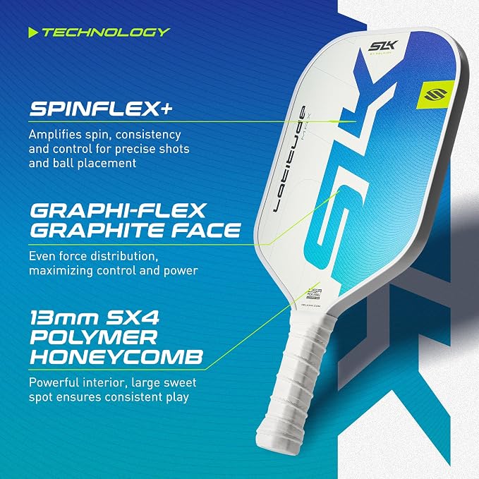 Selkirk Sport SLK Latitude 13mm Pickleball Paddle | Graphite Face with SpinFlex Surface & SX4 Polymer Core | Lightweight Pickleball Paddles for Men & Women | Control, Spin & Power