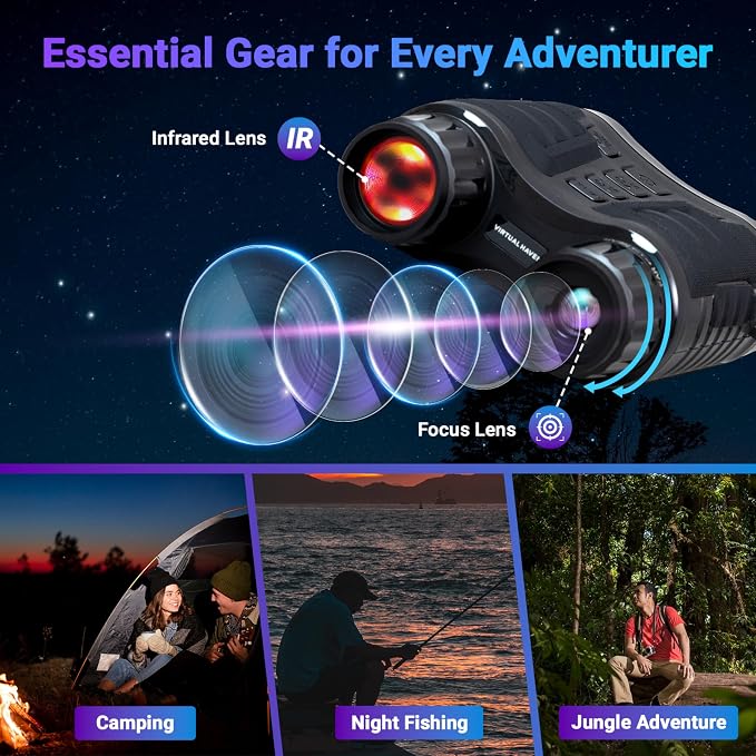 Upgraded Pro Night Vision Binoculars - Ultra 4K Night Vision Goggle with 8X Digital Zoom, 3.2" Screen Display, 32GB SD Card – See Clearly in Total Darkness