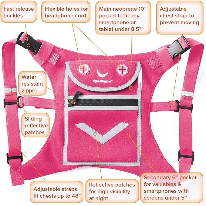 Running Mini Backpack Vest for Men & Women - Hi-viz gear, Holds Valuables, any Phone - Ideal for Fitness, Walking, Cycling!