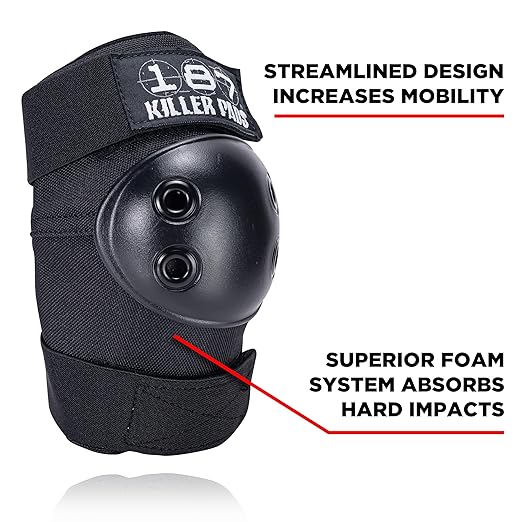 187 Killer Pads Six Pack Pad Set, Protective Gear for Elbows, Knees, and Wrists - Ideal for Skateboarding, Roller Skating, and Inline Skating