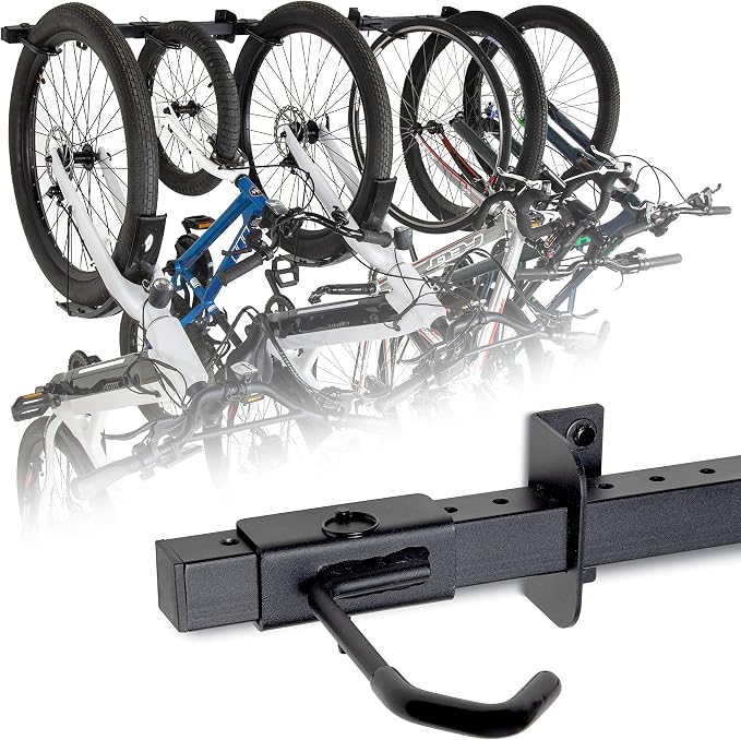 GoSports Wall Mounted Bike Rack for Garage - Vertical Storage for 4 to 6 Bicycles
