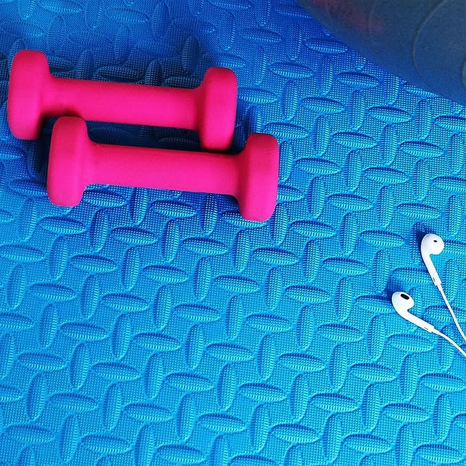 BalanceFrom Puzzle Exercise Mat 3/4" Thick, EVA Interlocking Foam Floor Tiles for Home Gym, Mat for Home Workout Equipment, Floor Padding for Kids, Blue, 24 in x 24 in x 3/4 in, 24 Sq Ft - 6 Tiles