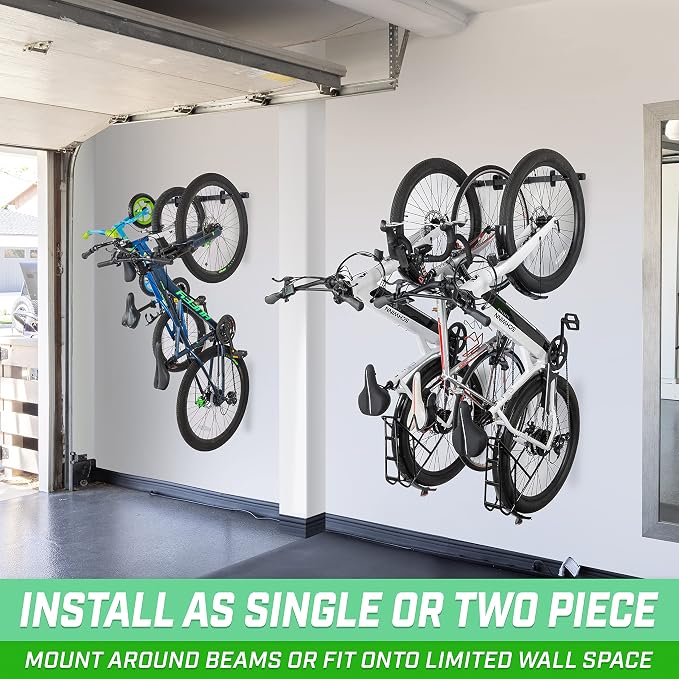 GoSports Wall Mounted Bike Rack for Garage - Vertical Storage for 4 to 6 Bicycles
