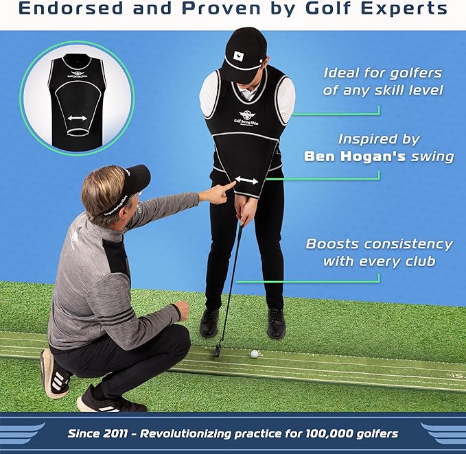 GOLF SWING SHIRT Trainer – Slip-On Training Aid for Swing Correction, Real-Time Feedback, Unisex, Black