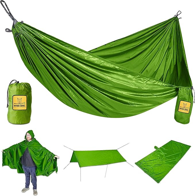 Wise Owl Outfitters Camping Hammock – up to 500lbs Portable Hammock with Tree Straps - Travel, Backpacking, Hiking, Outdoors Camping Gear - Single or Double