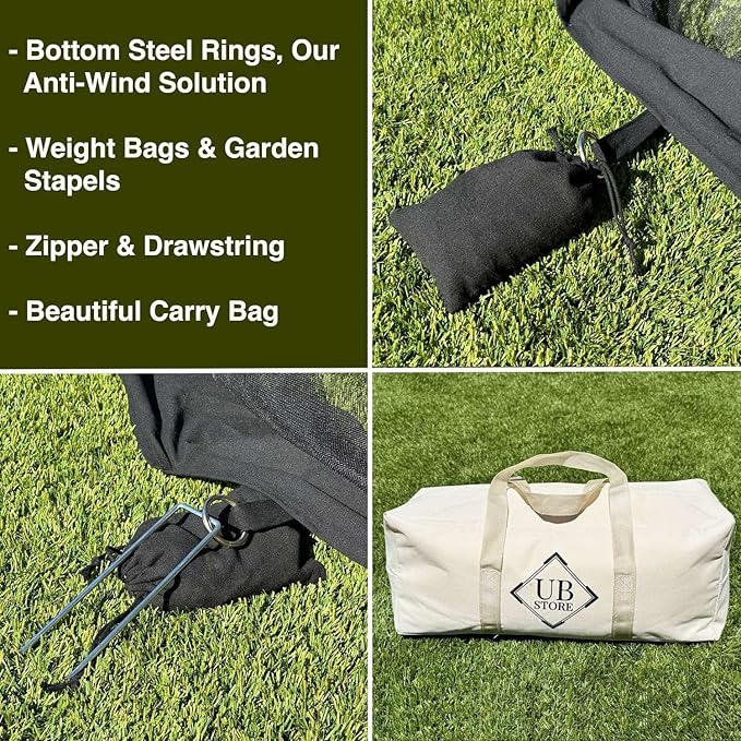 Mosquito Net for Umbrella 7.5 FT | Two Zippers & Works for Cantilever | Larger & Stronger Outdoor Netting | Patio, Porch & Garden Terrace | Outside Canopy Bug & Fly Protection Enclosure