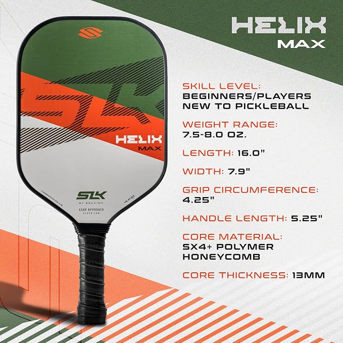 Selkirk Sport SLK Helix Pro Pickleball Paddle | Thermoformed Carbon Fiber Pickleball Paddles with Carbon Fiber & Fiberglass Hybrid Face | Unmatched Control