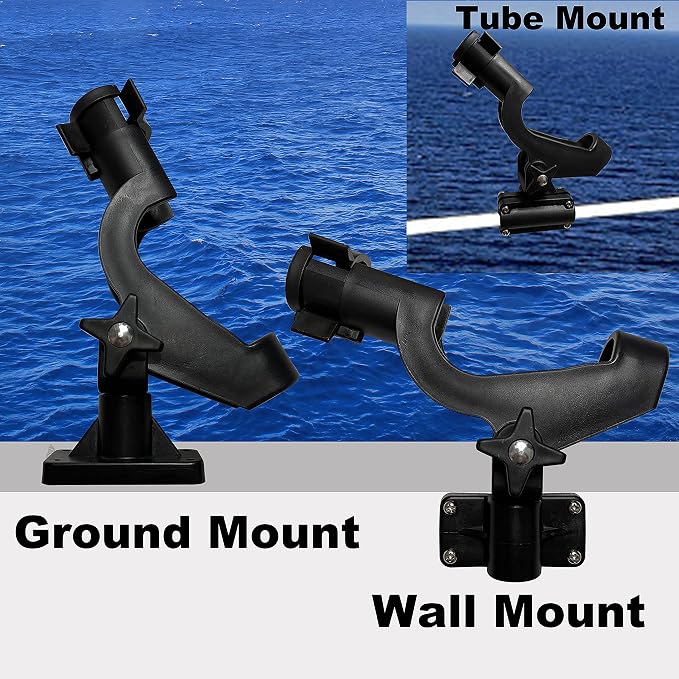HiUmi Adjustable Rotatable Plastic Fishing Rod 3 Mount Rack Holder Bracket Boat Canoeing Rowing Mount Kit Kayak Side Rod Holder
