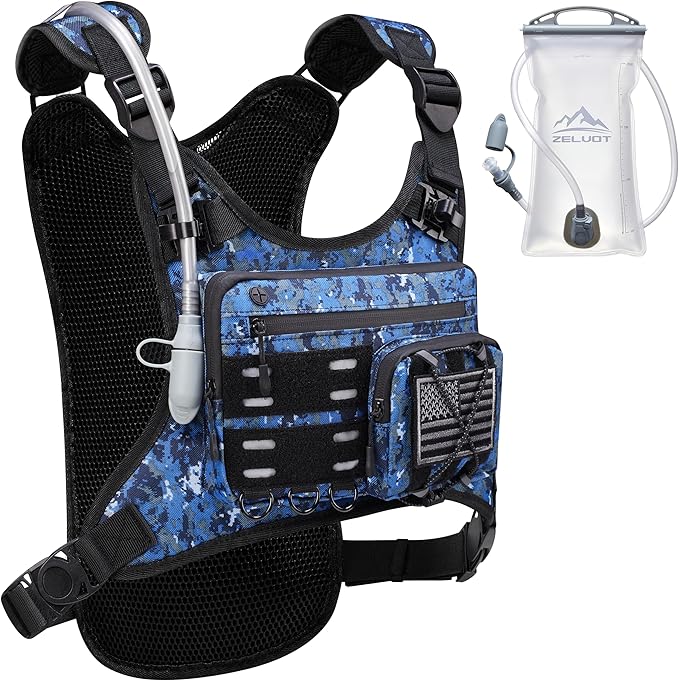 Zelvot Running Vest with 2L Water Bladder, Hydration Backpack, U.S. Design Patent, Lightweight Hydration Pack with Gear Holder, Reflective Chest Pack for Men Women for Marathon