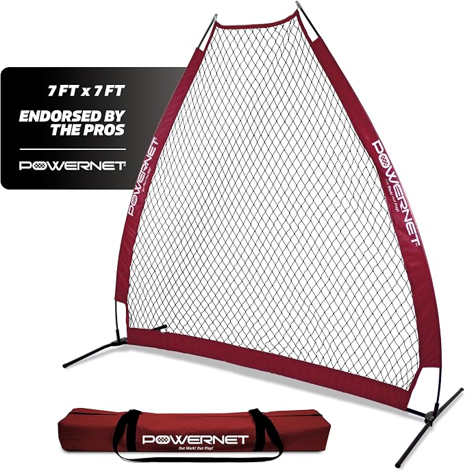 PowerNet Baseball Training Equipment Baseball Net, Portable Softball Batting Practice Pitching Screen, 7-FT I-Screen or A-Frame Pitching Net
