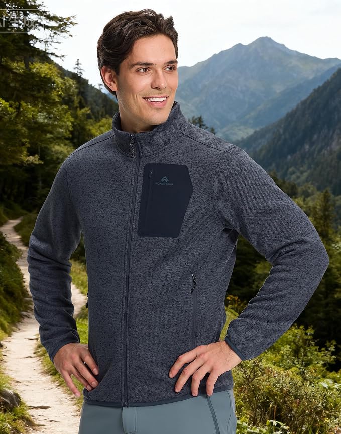 Pioneer Camp Men's Fleece Jackets Full Zip Lightweight Winter Warm with Zipper Pockets Athletic Camping Outwear Coat