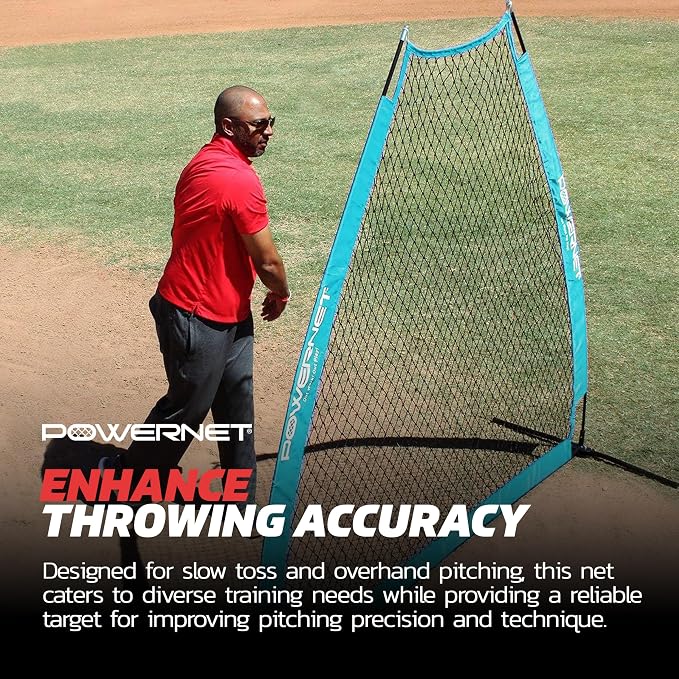 PowerNet Baseball Training Equipment Baseball Net, Portable Softball Batting Practice Pitching Screen, 7-FT I-Screen or A-Frame Pitching Net