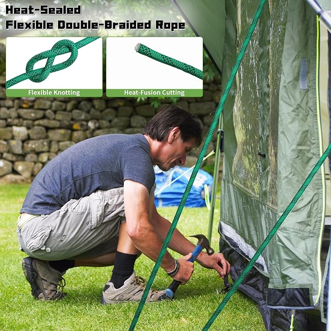 1/2 Inch 100ft Double Braided Polyester Arborist Rope, Heavy Duty Nylon Rope for Anchor, Tree Work, Cargo, Pulling, Sailing (Green)