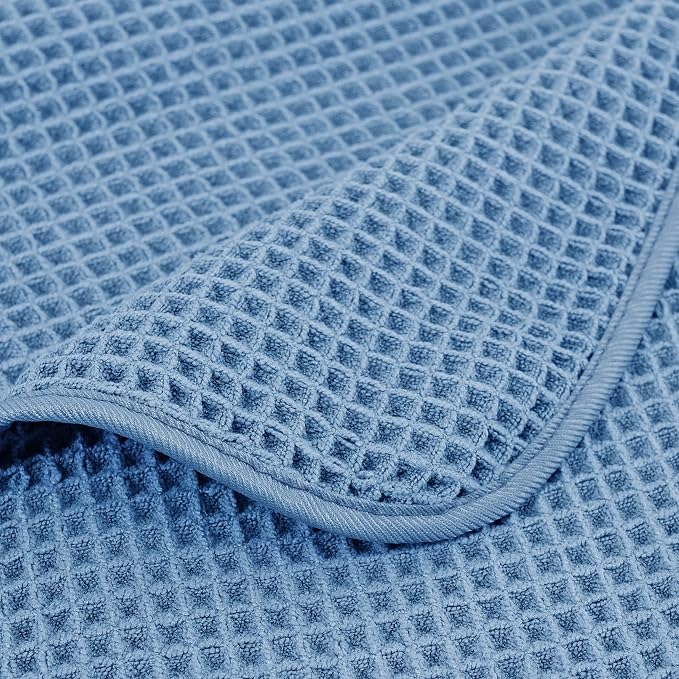 POLYTE 430 GSM Microfiber Quick Dry Lint Free Bath Sheet, 70 x 35 in, Set of 2 (Waffle Weave)