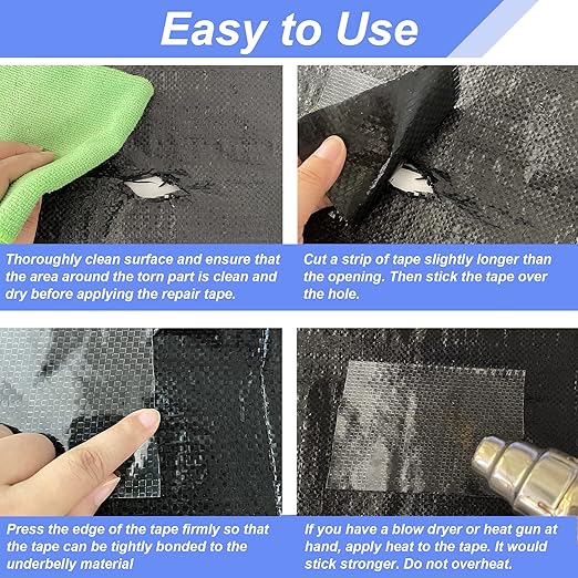 PlusRoc RV Underbelly Material RV Underbelly Tape Waterproof Flex Belly Tape with Permanent Sealing Adhesive for Mobile Home, Camper Travel Trailer, Tear Repair Patch(6'' x 33')