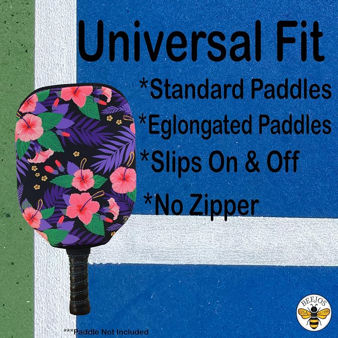 BeeJos Hawaiian Collection: Premium Slip-On Pickleball Paddle Cover-Fits Standard Size Paddles-Zipperless (Paddle not Included)