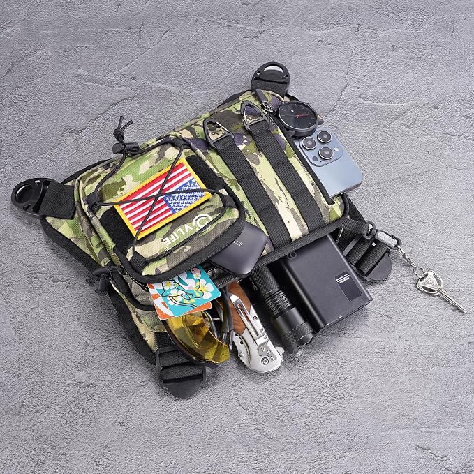 CVLIFE Outdoor Chest Bag for Men, Tactical Chest Pack, Adjustable Running Vest Bag, Lightweight Anti-theft EDC Rig for Hiking