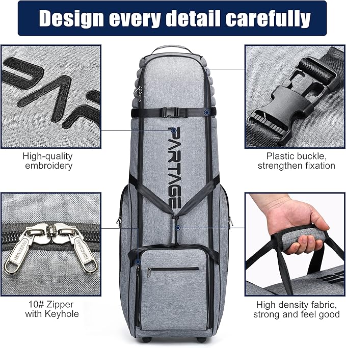 Partage Golf Travel Bag with Wheels, Golf Travel Case for Airlines, 900D Heavy Duty Oxford