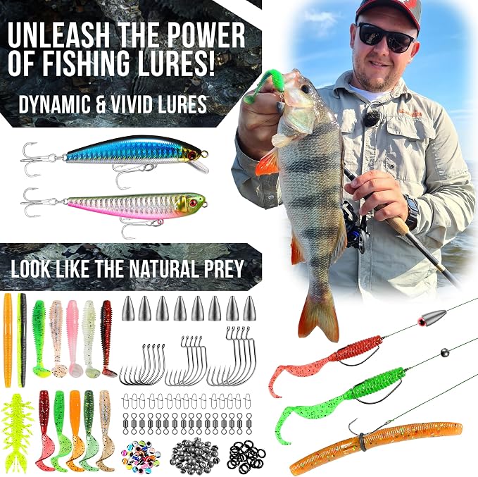 PLUSINNO Fishing Backpack with Tackle Boxes, Waterproof Sling Tackle Bag For Fishing Gear With Rod Holder, Fish Gifts for Men With Fish lures, Fish pliers.