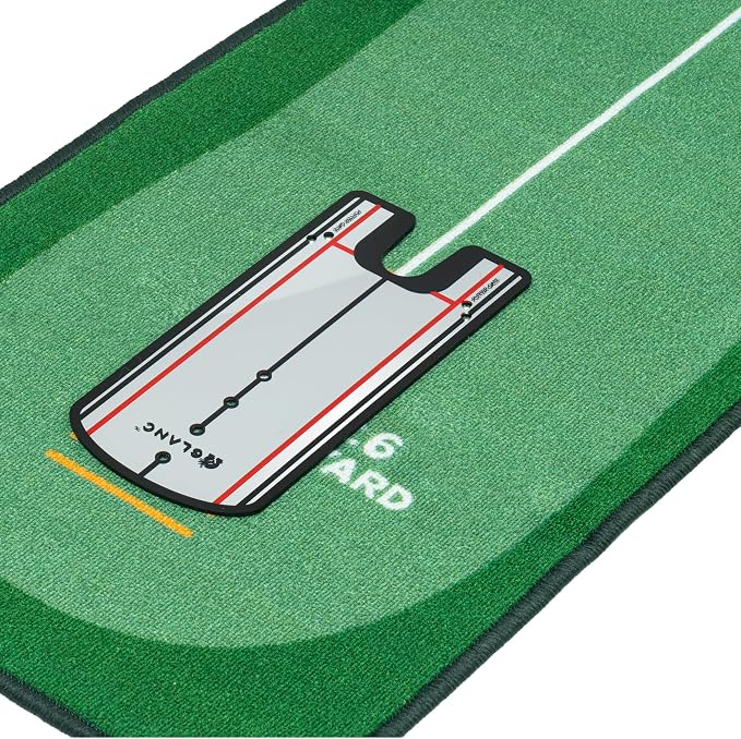 GLANC Golf Putting Practice Mat Set with Alignment Mirror & Cup, 20 in X 10 ft Training Aid Mat, Anti-Slip Backing Golf Putting Green for Indoor and Outdoor Use