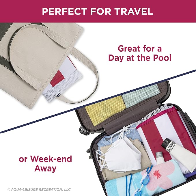 Aqua 2-in-1 Catalina XL Pool Float & Hammock – 1-2 Person, Multi-Purpose, Inflatable Pool Floats for Adults – Burgundy/White Stripe