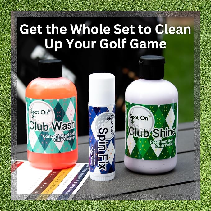 Golf Club Cleaner Brush and Spray Bottle Refill - Concentrated Golf Club Cleaning Solution - Club Wash - Makes a Gallon of Cleaner - Formulated for Golf Grime and Grass Stains - Made in The USA