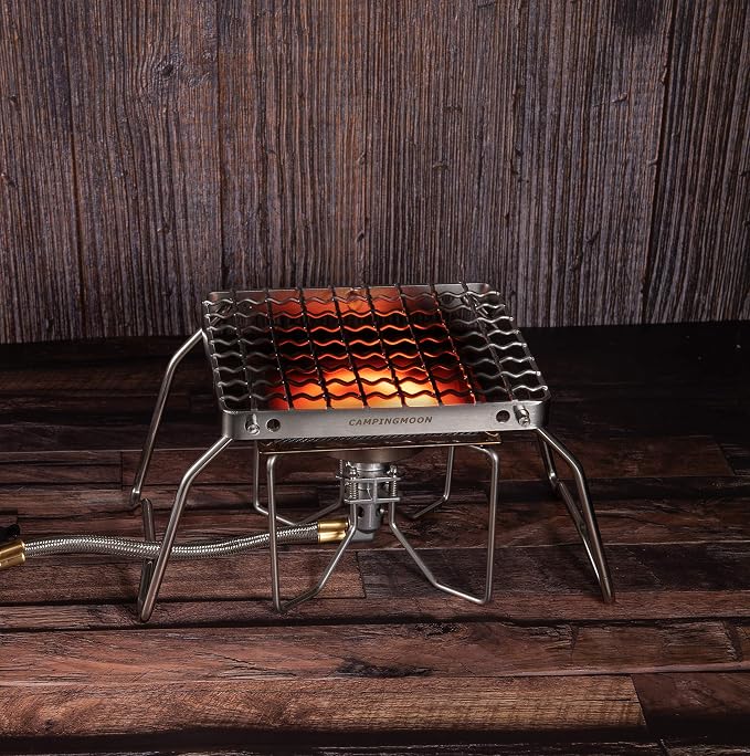 CAMPINGMOON Portable Folding Camping Campfire Grill over Fire Split Stoves 304 Stainless Steel (ZJP 1011)