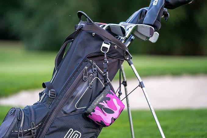 Club Scrub Golf Club and Golf Ball Cleaning Bag, Waterproof Clean Face Technology Liner, Detachable Clip, Machine Washable, Cleans Club Grooves, Dry Exterior (Neoprene or Microfiber Option Available)